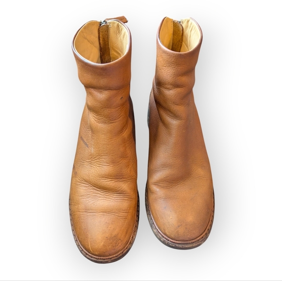 Roots Shoes - Roots 7.5 Ankle Boot Leather Back Zip Caramel Tan